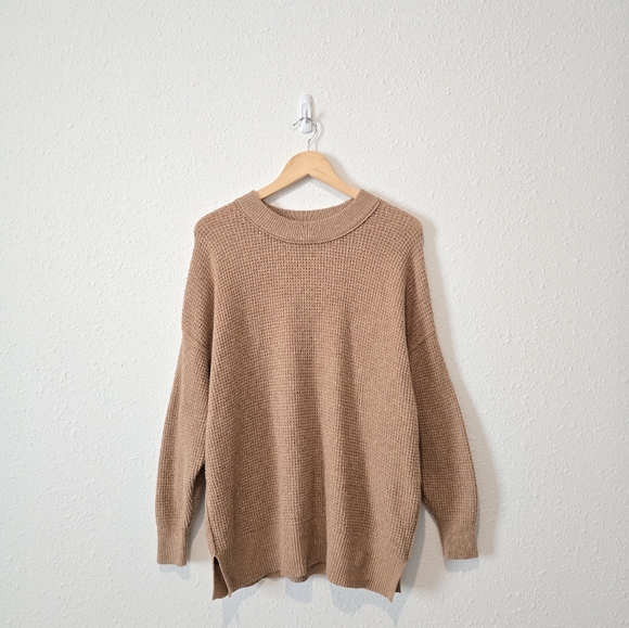 Aerie Camel Oversized Waffle Sweater XS - Picture 2 of 7